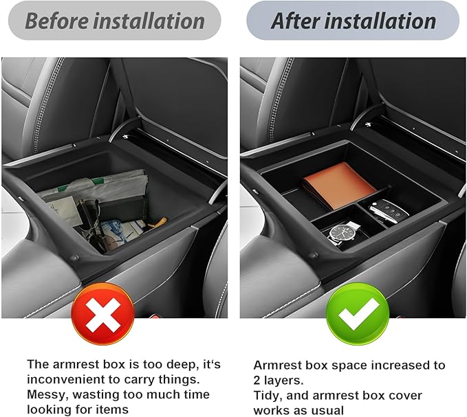 SKTU 2-Pack for 2025 2026 Nissan Armada Center Console Organizer for 2025 2026 Nissan Armada Console Tray 2025 2026 Armada Under Console Tray Nissan Armada 2025 2026 Accessories ABS Insert Organizer