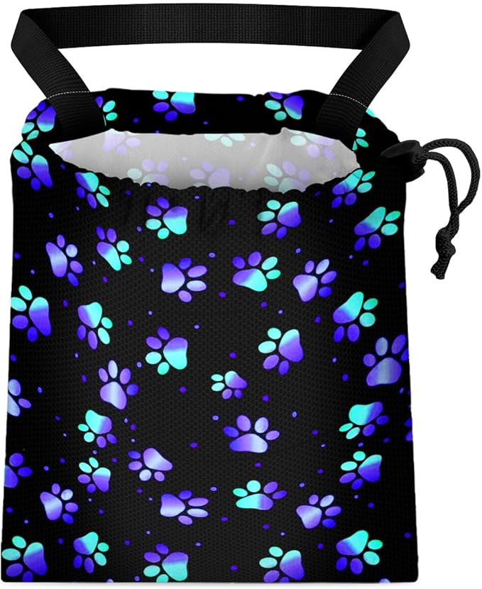 GEGEPINK Car Trash Bag Hanging Back of Seat Waterproof Small Cute Printed One-handed Strap Drawstring Garbage Bags for Car-Paw Print