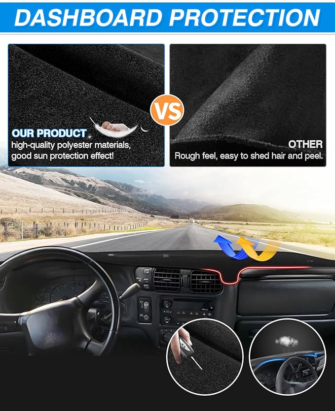 CARTIST Dash Cover Fits for Chevrolet Chevy Blazer 1998-2005/1998-2004 S10 / 1998-2001 GMC Jimmy / 1998-2004 GMC Sonoma Accessories Dashboard Cover Mat Non-Slip Pad Carpet Sunshade