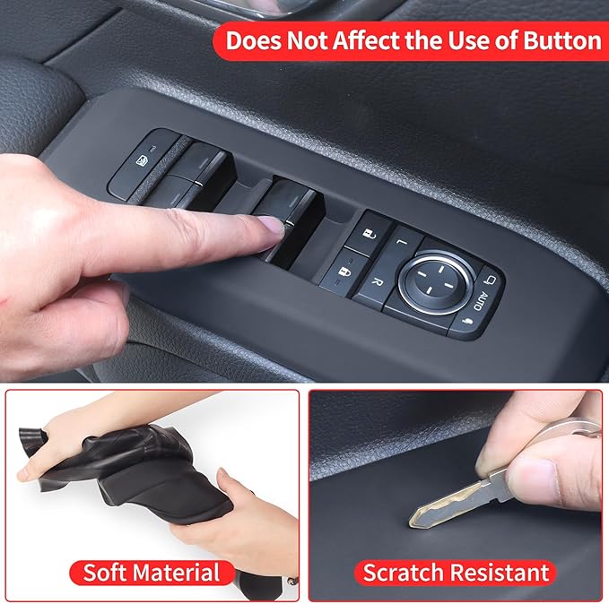 4-Pack Silicone Glass Lift Decorative Panel for 2024 2025 2026 Land Cruiser 250 1958 Prado Lc250 J250 Car Window Button Panel Interior Modification Accessories (Glass Lifting Panel Pad)