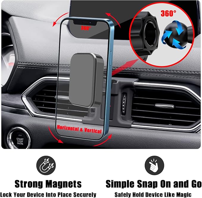 Car Phone Holder, Air Vent Phone Holder, Car Mount for Mazda CX5 2017-2024, Magnetic Navigation Stand Fit for iPhone, Samsung, All Phones