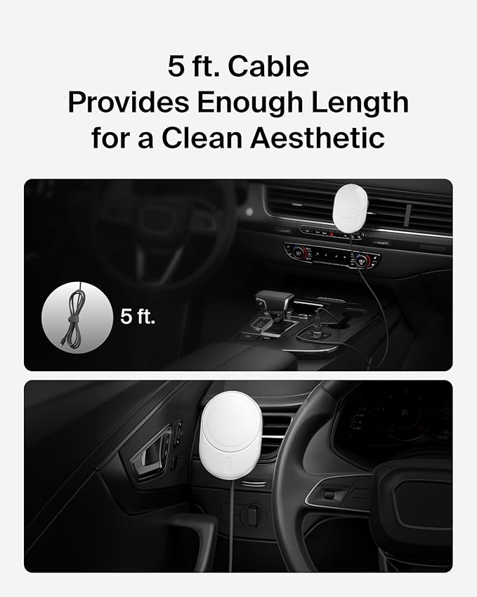 Belkin MagSafe-Compatible Wireless Car Charger 15W, Fast Charging Wireless Charger - Powerful Magnetic Vent Holder for iPhone 17, 16, 15, 14, 13 Series, Pixel 10, Secure Car Phone Mount - White