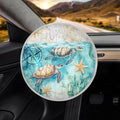 Turtle Print Steering Wheel Sun Shade Cover 17 Inch Beach Print Car Rudder Sun Shade Cooling Cover for Summer Foldable Steering Wheel Cover Gift for Friends