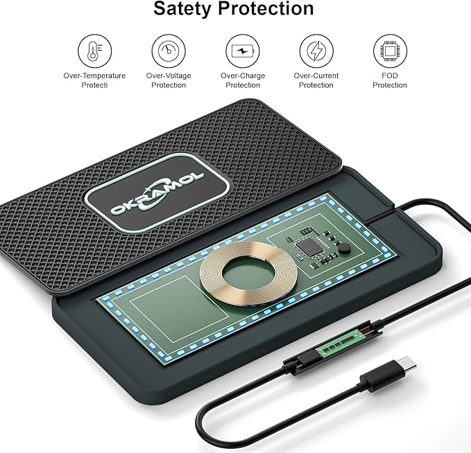 Wireless Charger for Car, Type C Wireless Fast Charging Pad,Charging Station for Multiple Devices,Adapter for AirPods iPhone15/14/13/12 Pro/Max11 Android Samsung S20 S21 S22 S23 (30CM Cable)