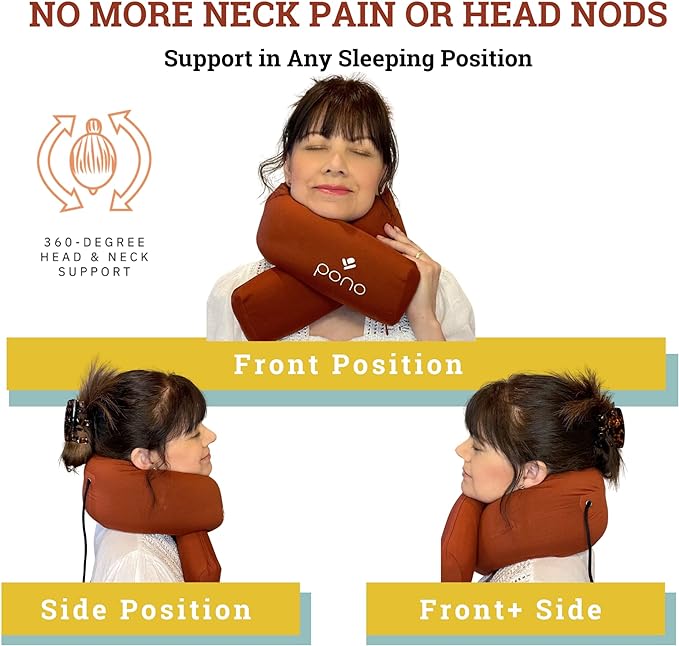 Pono Neck Cradle Travel Pillow (Patented): Memory Foam, Ergonomic 360° Adjustable Support, Prevents Head Nods. Infinity Shape Fits All Adults. Foldable Design for Easy Portability (Twilight Slate)