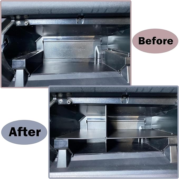 RUNROAD Glove Box Organizer Dividers Compatible with Toyota Tacoma 3rd Gen 2016-2023 Accessories, Insert Glove Compartment Accessories ABS Black Materials Divider Storage Box