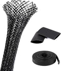 25ft - 3/8 Inch Cable Management Sleeve Protector,Wire Loom PET Expandable Wire Sleeving for Office TV Computer Home Theater Engine Bay Cord Organizer,Protect Cables from Pet Cat Dog Chewing,Black