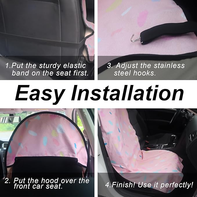 nbnhxnff Sweat Towel Car Seat Cover Protector Front Seats for Gym Workout, Running, Swimming, Beach and Hiking, Waterproof Universal Seat Cover for Car, Trucks, Van & SUV (Pink Drops, 1pcs Front Seat)