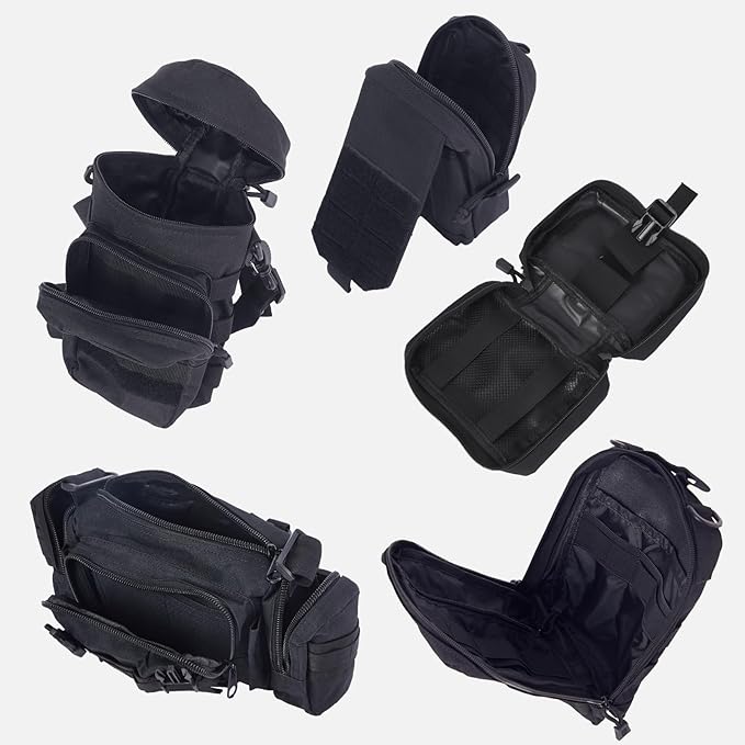 Universal Tactical Car Seat Back Organizer Bag Tactical Molle Vehicle Organizers Panel Gear Accessories with 5 Different Size Molle Pouches for Car Truck Ford Jeep Vehicle (C style-Black)