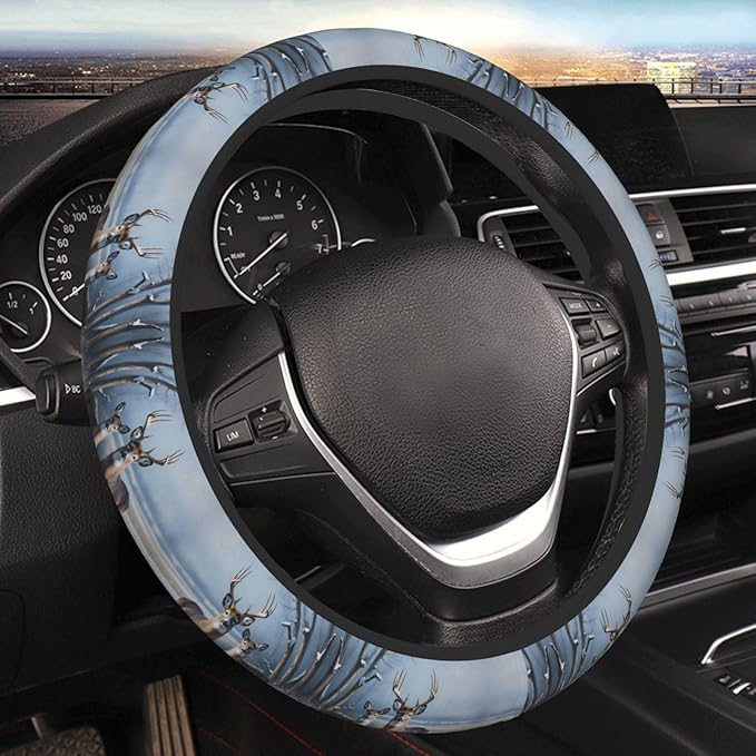 Whitetail Deer Universal Fit Steering Wheel Cover for Car, Truck, and SUV, Durable Steering Wheel Protection