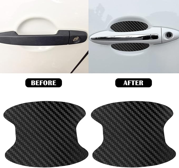 kingsea 4PCS Car Door Handle Scratch Protector, Removable Magnetic TPU 3D Carbon Fiber Texture Car Door Handle Paint Scratch Protector Sticker Universal (Style 7)