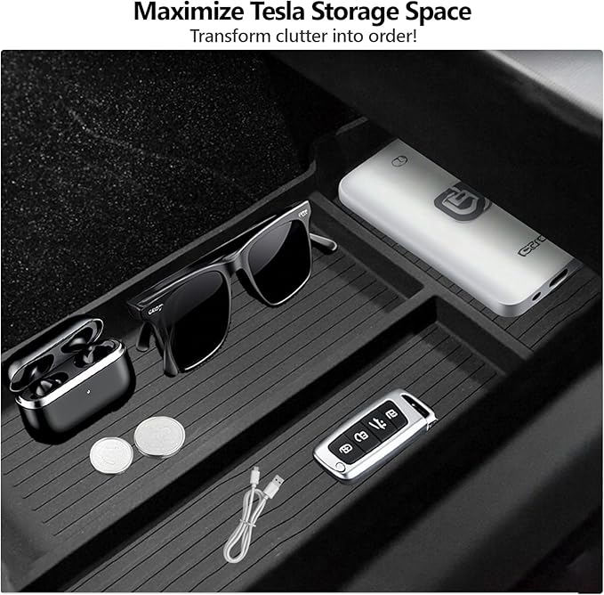 2PCS Center Console Organizer Lower Storage Box for Tesla Model 3 Highland 2024 2025 Tesla Interior Accessories