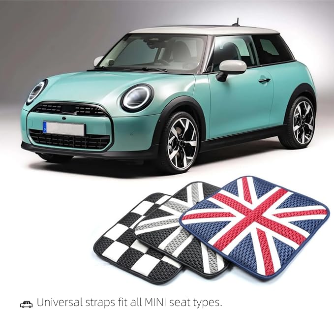 Universal British Flag Car Seat Cushion for MINI Cooper Compatible w/Clubman Countryman Cooper S J01 J05 U25 R/F Series Cooling Pad & Memory Foam (Grey)