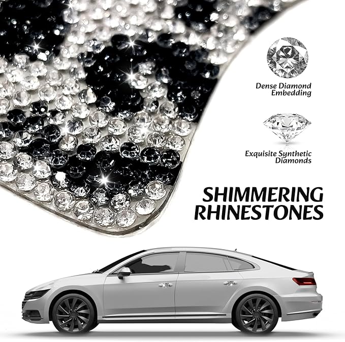 10PCS Bling Car Door Handle Protectors, 4 Door Bowl Stickers + 6 Handle Strips, Crystal Rhinestone Anti-Scratch Car Accessories, Sparkling Auto Decor, Universal for SUV Sedan Truck (Cows)