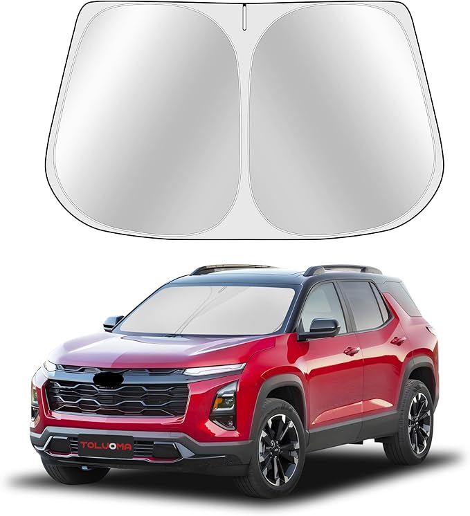 Toluoma Custom Fit Windshield Sun Shade for Chevy Equinox 2025 - Full Coverage, 210T Reflective Fabric, Double-Layer Design - Blocks 99% UV Rays, Keeps Car Cool, Easy to Install and Store