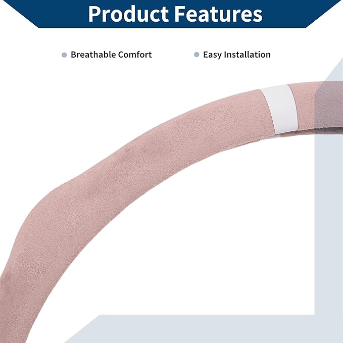 Suede Steering Wheel Cover ABS Car Steering Wheel Protector 14.96" Pink Silver Tone 1 Pc