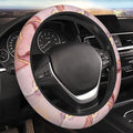 Gold Pink Marble Steering Wheel Cover Women Men Elastic Stretch Soft Car Wheel Protector Universal Breathable No-Slip Car Accessories for Truck Van SUV Auto Fit 14-15 Inches
