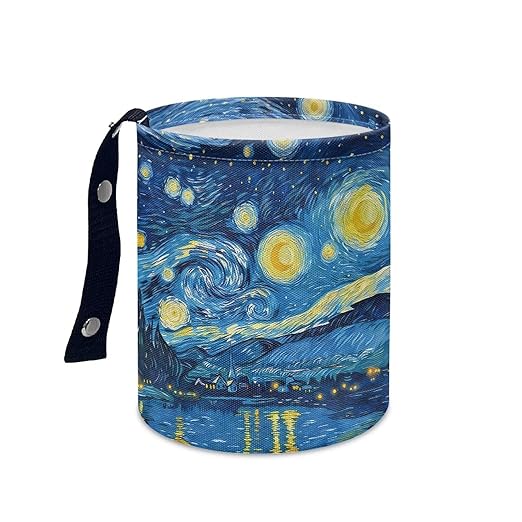 Brosoneto Starry Night Print Portable Car Garbage Bin Collapsible Hanging Portable Dustbin Bin Waste Basket Car Accessories Interior for Car SUV Trucks Universal