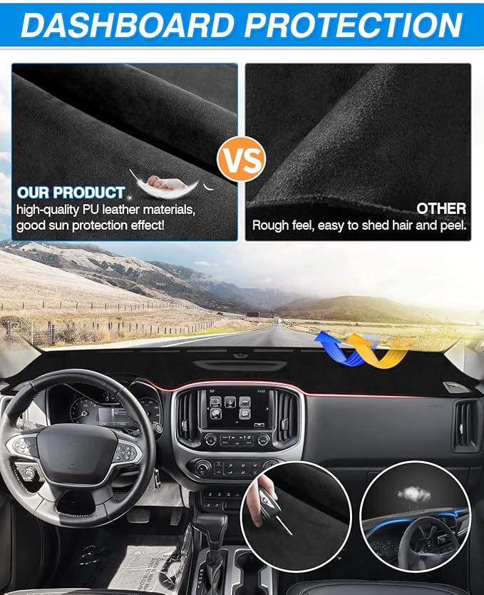 CARTIST Dash Cover Custom Fit for Chevrolet/Chevy Colorado 2015-2020 2021 2022 Accessories Dashboard Cover Mat Non-Slip Pad Carpet Anti-Glare