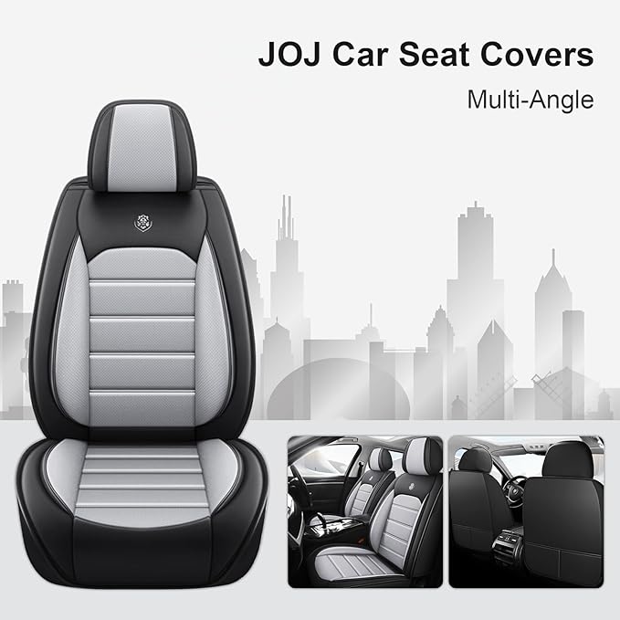 JOJ Car Seat Cover for Toyota Sequoia Seat Covers for Cars 2001-2026,Leather Waterproof Car Seat Covers Full Set,All Weather Tech Car Seat Protector,8 Seats Black Gray
