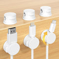 Swiveling Cord Holder, Magnetic Cord Organizer, Inchor Cable Organizer for Desk, 6 Pack Cable Clips for Nightstand, Adhesive Cable Holder Cable Management Clips for Car Home Office (White)