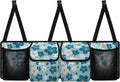 CLOHOMIN Flower Car Trunk Organizers for Women Blue Back Seat Storage Bag with 4 Pockets Fashion Trunk Organizer for SUV Truck Sedan Hanging Car Interior Accessories
