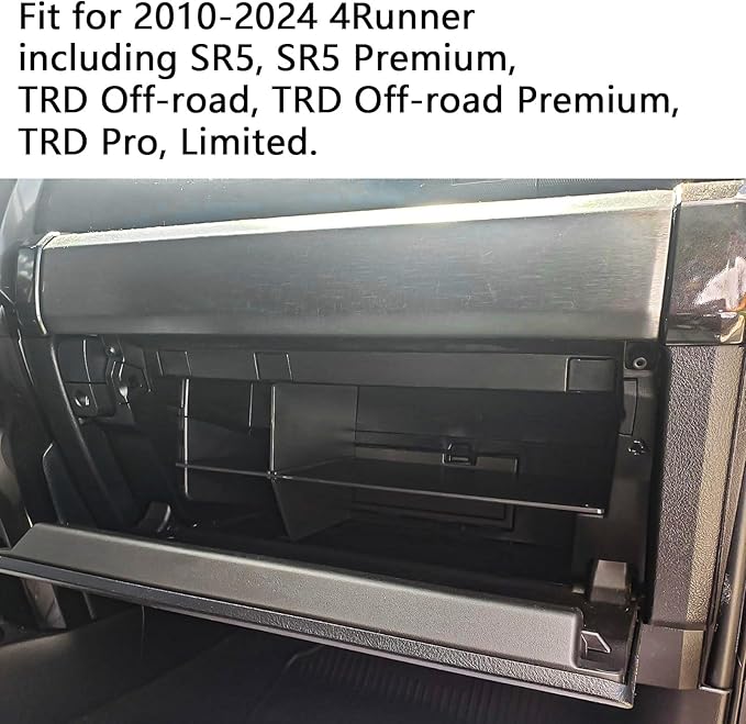 EDBETOS Glove Box Dividers Organizer Compatible with Toyota 4Runner Accessories 2010-2023 2024/ Lexus GX 460 (2010-2023) Insert Box ABS Secondary Storage