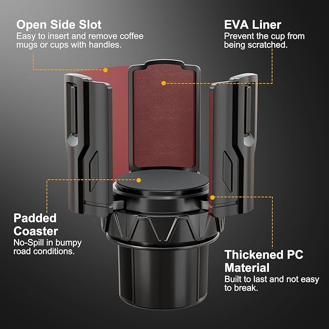 Car Cup Holder Expander, Adjustable Cup Holder Expander for Car, for Large Yeti, Nalgene, Owala Tumbler & Mugs. Car Holder Insert Accessories (1 Pack)