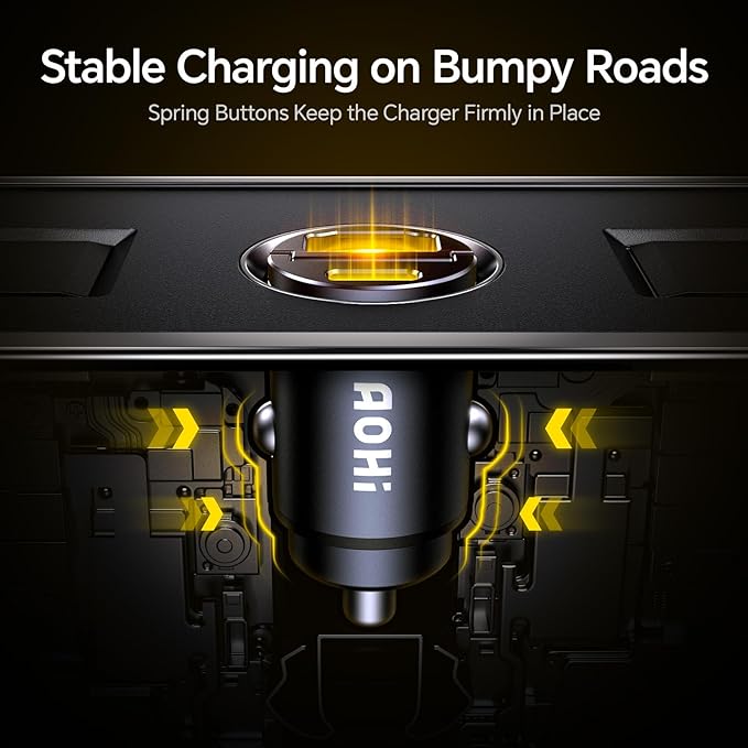 AOHI USB C Car Charger, PD 45W&QC 30W 2 Port Type-C Fast Charging Car Charger Lighter for MacBook Pro/Air, iPhone 17/16 /15Series, Galaxy S24 / S23, iPad Pro, AirPods and More