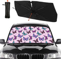 DOPINDU Butterfly Car Windshield Sun Shade Umbrella Bendable Handle Foldable Colorful Sunshade for Car Cute Front Window Shades Block UV Rays Protect Automotive Interior 57"x30"