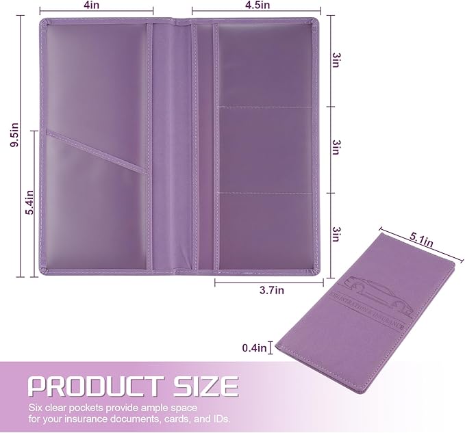 JUSTTOP 1Pack Car Registration and Insurance Holder,Car Document Holder for Cards License with Magnetic Shut,Vehicle Glove Box Car Organizer for Documents, Cards, License(Purple)