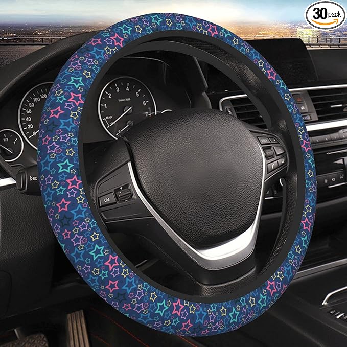 Colorful Star Blue Auto Car Steering Wheel Cover Universal 15 Inch Neoprene Interior Decor Protection Accessories