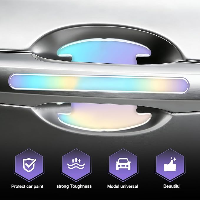 8 PCS Car Door Handle Protectors, Self-Adhesive Auto Doors Handle Cover Guard Protective Film, Scratch Car Door Handles Bowl Sticker, Universal for Most Cars, Trucks, SUVs (Multicolored)