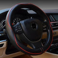 LABBYWAY Microfiber Leather Steering Wheel Cover, Universal 14.5-15 Inch,Anti Slip,Heavy Duty, Thick,Soft,Breathable Car Interior Accessories for Men Women (Black with Red line)