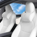Dapucarin Car Headrest Memory Foam Neck Pillow for Driving with Leather Cover Soft Comfortable Seat Head Pillow Cushion for Most Cars SUV Sedan Home Office, White, 2PC