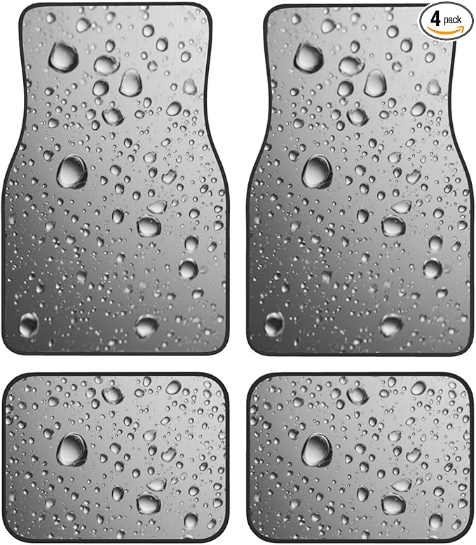 Water Droplets Car Floor Mats,4 Piece, Car Rug Durable Anti-Slip Waterproof Trim to Fit Liner Universal Fit Auto,Sedan,SUV,Truck