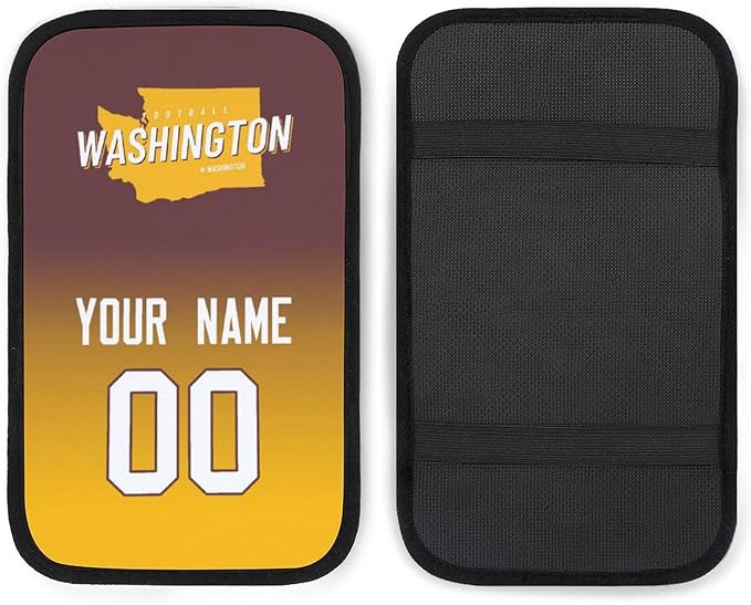 Custom Football Car Armrest Covers Universal Auto Center Console Pad Car handrail Box Cushion Personalized Add Name & Number Fans Gift Fit Suit for SUV Truck Sedan Van