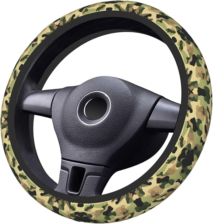 Camouflage Car Steering Wheel Cover, 15 Inch Steering Wheel Cover Stylish Decor for Most Cars