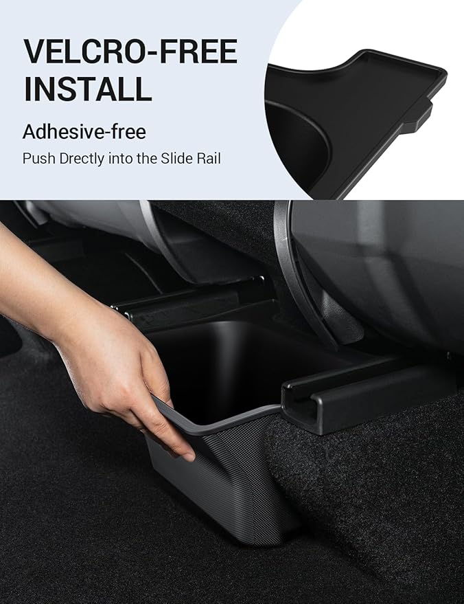 Motrobe 2026 Tesla Model Y Juniper Trash Can Rear Center Console Organizer Backseat Storage Box with Anti-Slip Lid Garbage Can Model Y Juniper Accessories(Standard/Premium/Performance 2025/2026)