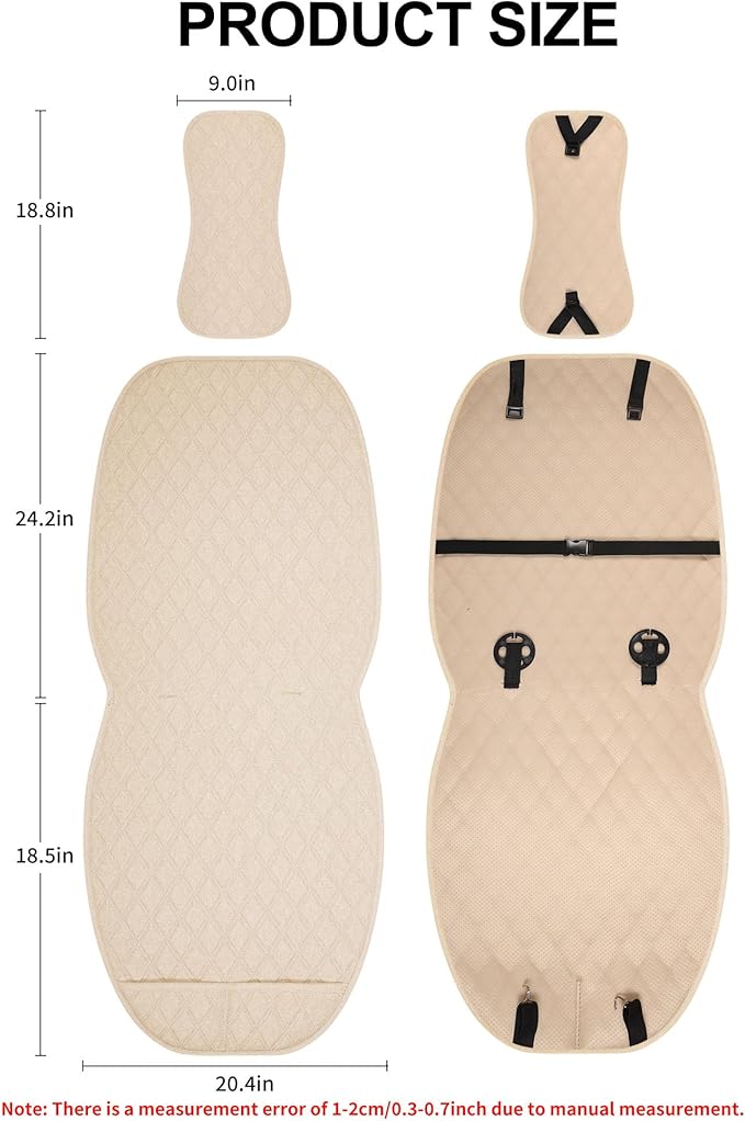 ENOGE Car Seat Cover, Front Car Seat Covers, Driver Seat Protector with Soft & Breathable Cloth Fabric for All Seasons Universal Fits Most Automotive, Van, SUV, Truck (Beige, 1 Front)