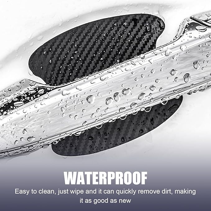 8 PCS Car Door Handle Scratch Protector, Carbon Fiber Anti-Scratch Car Door Bowl Handle Paint Scratch Protector, Universal Door Handle Protectors for Vehicles (Black)