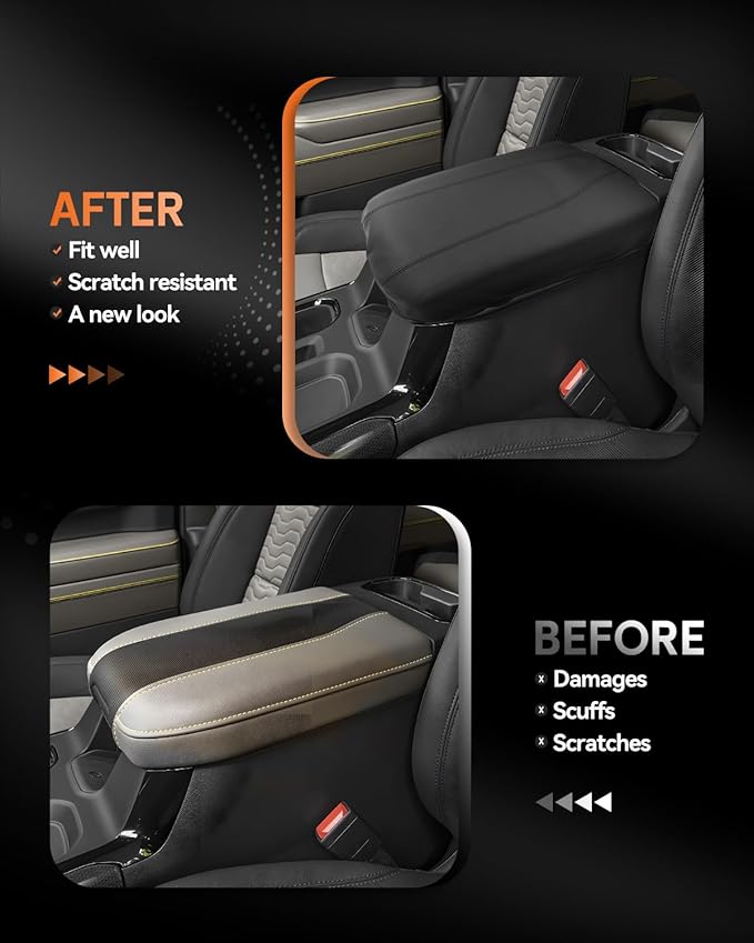 CDEFG for Chevrolet Silverado EV 2024 2025 2026 Center Console Cover Armrest Box Cover for Chevy Silverado EV (Work Truck, LT, RST) Accessories Arm Rest Protector