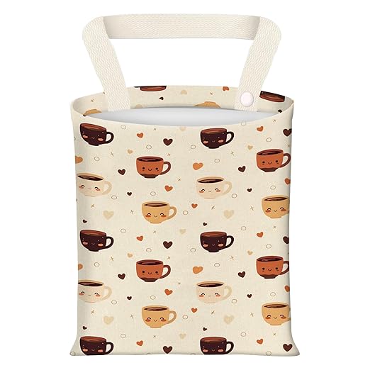BEAKND Hanging Car Garbage Bag, Cute Car Trash Can Bag, Automotive Accessories for Women Men Cute Colorful Coffee Print