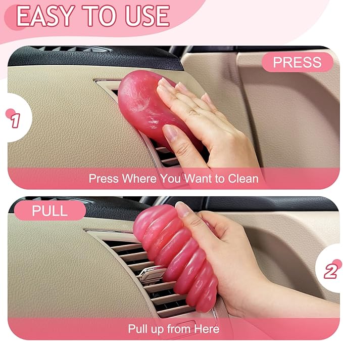 TeSabMi Car Cleaning Gel Car Cleaning Putty Car Putty Car Interior Cleaner Car Slime Car Detailing Kit Car Accessories Valentines Day Gifts for Him Her Men Women Stocking Stuffers Pink
