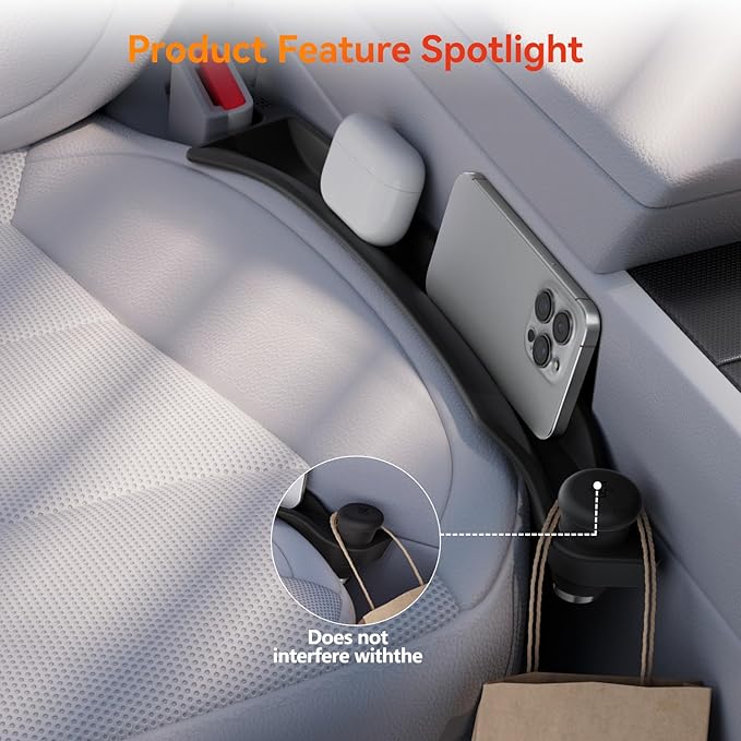 YONZEE 2-in-1 Car Seat Gap Filler with Emergency Window Breaker, Premium Silicone Seat Gap Organizer, Prevents Items from Falling, Universal Fit for All Cars, 2 Pack