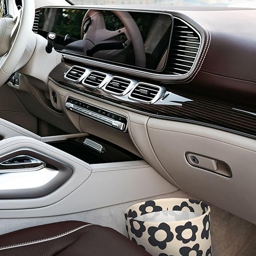 YANGDADA Vintage Groovy Flowers Car Trash Can Small Portable Car Garbage Bag for Back Front Seat RV's Camping Accessories
