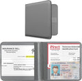 CoBak Car Registration and Insurance Holder - Men and Women Small Lightweight Vehicle Glove Box Car Organizer, Auto Truck Comparment Accessories Case for Essential Document, Driver License (Gray)