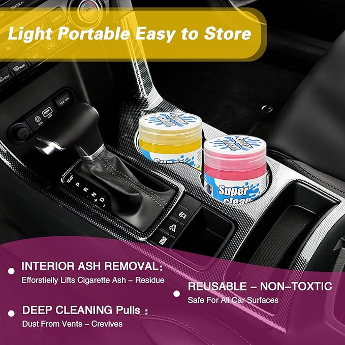 Car Cleaning Gel Car Cleaning Putty Car Putty Car Interior Cleaner Car Slime Car Detailing Kit Car Accessories Gifts for Men Women - （Yellow，Pink）
