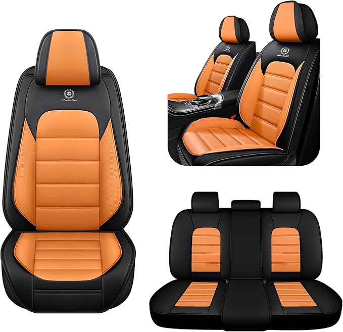 AREKA 5 Seat Covers for Subaru Crosstrek 2016-2026 Breathable Car Seat Covers,Anti-Slip Waterproof Car Seat Protectors with Airbag,Automotive Vehicle Cushion with Storage Pockets (Standard,Orange)