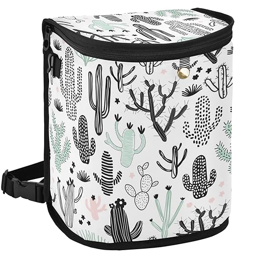 Cactus Car Trash Can Black Green Cacti Tropical Car Garbage Bag with Lid Hanging Waterproof Leak Proof Vehicle Storage Bin